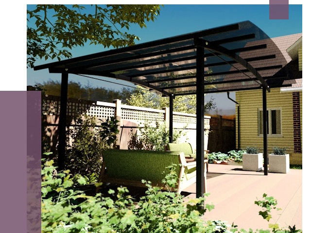 Навесы для террасы в Коломне от 12927 руб. под ключ | ПРОЛЁТ-Клм