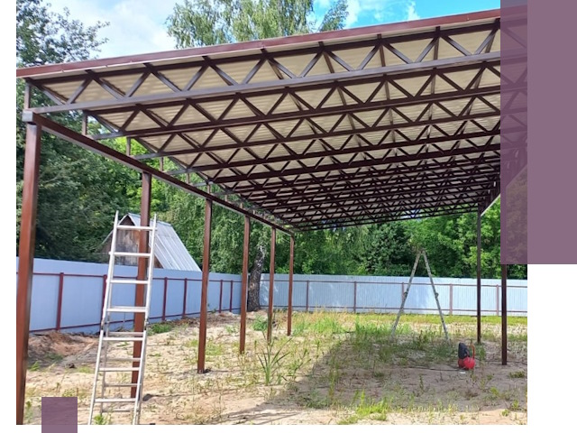 Односкатные навесы под ключ в Коломне — изготовление и монтаж