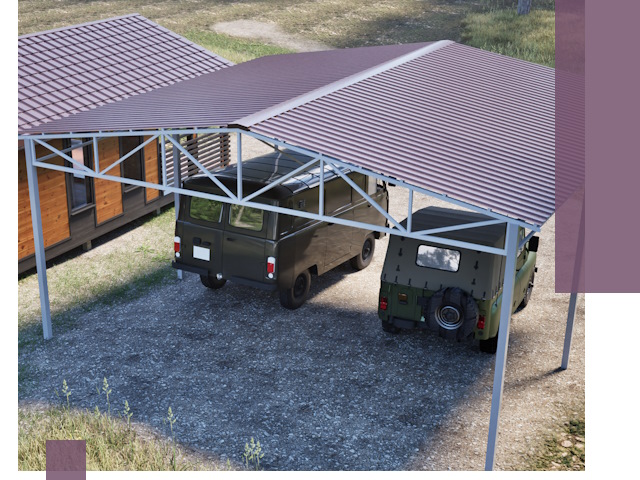 Двускатные навесы под ключ в Коломне — изготовление и монтаж